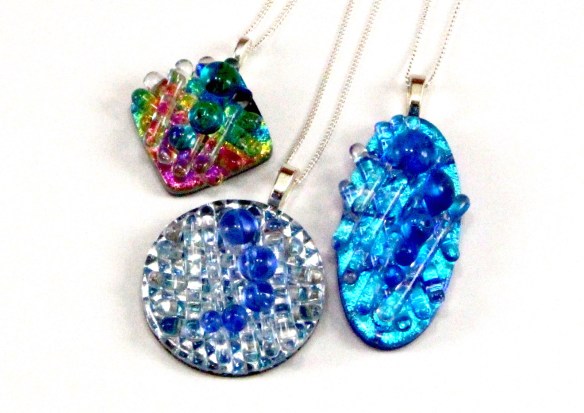 Dichroic Fused Glass Jewelry - nested pendants